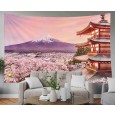 Ulticool - Bloesem Bloemen Natuur Berg Sneeuw Japan - Wandkleed - 200x150 cm - Groot wandtapijt - Poster