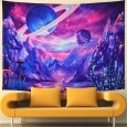 Ulticool - Planeten Paars Bergen Zee - Wandkleed - 200x150 cm - Groot wandtapijt - Poster