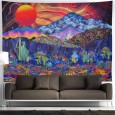 Ulticool - Zon Oranje Psychedelische Bergen - Wandkleed - 200x150 cm - Groot wandtapijt - Poster