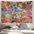 Ulticool - Psychedelisch Trippy Crazy Faces - Wandkleed - 200x150 cm - Groot wandtapijt - Poster