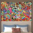 Ulticool - Psychedelisch Trippy Crazy Faces - Wandkleed - 200x150 cm - Groot wandtapijt - Poster