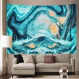 Ulticool - Marmer Art Kunst Marble Blauw Goud - Wandkleed - 200x150 cm - Groot wandtapijt - Poster