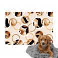 Ulticool - Deken Hondenmand - Hond Kat Poes - Beige Bruin Zwart Rondjes - Fleece - Plaid op Bank - Mat Kussen - Achterbank Auto Kofferbak  - Accessoire Dierenprint Versiering 