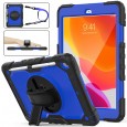 iPad 10.2 (2019 & 2020 & 2021) case / hoes met screenprotector, handriem en schouderriem voor Horeca en Bouw Blauw