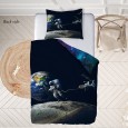 Ulticool - Dekbedovertrek - Galaxy Astronaut Heelal Planeten Sterren – 140 x 200 cm - Kussensloop 60 x 70 cm - voor Dekbed 1 Persoons Kamer – Decoratie Slaapkamer Accessoires Jeugdkamer voor Kinderen Tiener Jongens Meisjes - Blauw 