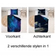 Ulticool - Dekbedovertrek - Galaxy Astronaut Heelal Planeten Sterren – 140 x 200 cm - Kussensloop 60 x 70 cm - voor Dekbed 1 Persoons Kamer – Decoratie Slaapkamer Accessoires Jeugdkamer voor Kinderen Tiener Jongens Meisjes - Blauw 