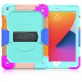 iPad 10.2 (2019 & 2020) case / hoes met screenprotector, handriem en schouderriem voor kinderen en scholen - Kleurrijk Oceaan Blauw 