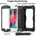 iPad mini 4 / 5 case / hoes met screenprotector, handriem en schouderriem voor Horeca en Bouw