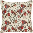 Ulticool - Roodborstje Vogel Tak Groen - Jacquard Gobelin stof - Exclusief Kussenvulling - Sierkussen 45x45 cm - Sierkussenhoes Accessoires - Kussentjes Bank voor Decoratie Woonkamer Slaapkamer – Wit Rood Bruin