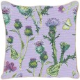 Ulticool - Distel Bloemen Vlinder - Jacquard Gobelin stof - Exclusief Kussenvulling - Sierkussen 45x45 cm - Sierkussenhoes Accessoires - Kussentjes Bank voor Decoratie Woonkamer Slaapkamer - Lila Paars Groen