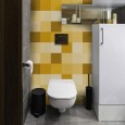 Ulticool Decoratie Sticker Tegels - Geel Oker Modern Zon - WC / Toilet Muurstickers  - 15x15 cm - 15 stuks Plakfolie Tegelstickers - Plaktegels Zelfklevend - Sticktiles - Badkamer - Keuken 