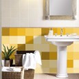 Ulticool Decoratie Sticker Tegels - Geel Oker Modern Zon - WC / Toilet Muurstickers  - 15x15 cm - 15 stuks Plakfolie Tegelstickers - Plaktegels Zelfklevend - Sticktiles - Badkamer - Keuken 