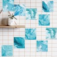 Ulticool Decoratie Sticker Tegels - Blauw Marmer Aquarel Azur - Muurstickers - 15x15 cm - 15 stuks Plakfolie Tegelstickers - Plaktegels Zelfklevend - Sticktiles - Badkamer - Keuken 