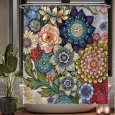 Ulticool Douchegordijn - Bloemen Natuur Kunst - 180 x 180 cm - met 12 ringen - Kleurrijk 