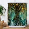 Ulticool Douchegordijn - Sprookje Elf Boom Magisch Bos Natuur - 180 x 180 cm - met 12 ringen - Groen 