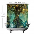 Ulticool Douchegordijn - Sprookje Elf Boom Magisch Bos Natuur - 180 x 180 cm - met 12 ringen - Groen 
