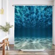 Ulticool Douchegordijn - Oceaan Zee Stilte Rust Duiken Aquarium Strand Zomer - 180 x 180 cm - met 12 ringen - Blauw