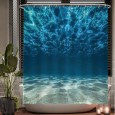 Ulticool Douchegordijn - Oceaan Zee Stilte Rust Duiken Aquarium Strand Zomer - 180 x 180 cm - met 12 ringen - Blauw