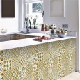 Ulticool Decoratie Sticker Tegels - Folklore Groen Bloem Ornament - Meubelfolie - 15x15 cm - 15 stuks Plakfolie Keukenkast Tegelstickers Meubel stickers - Zelfklevend - Badkamer - Keuken