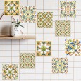 Ulticool Decoratie Sticker Tegels - Folklore Groen Bloem Ornament - Meubelfolie - 15x15 cm - 15 stuks Plakfolie Keukenkast Tegelstickers Meubel stickers - Zelfklevend - Badkamer - Keuken