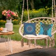 Ulticool - Buitenkussens - Mandala Blauw en Olifant Bohemian Hippie Ibiza Style  - Sierkussens Buiten Waterbestendig - Set van 2 Kussens 45 x 45 cm Vierkant 