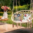 Ulticool - Buitenkussens - Bloemen Natuur Kunst Vogels - Sierkussens Buiten Waterbestendig - Set van 2 Kussens 45 x 45 cm Vierkant - Exclusief Kussenvulling - Tuinkussenhoes Outdoor Hoes – Buiten Tuinkussens voor Decoratie Loungeset Tuin - Geel Blauw Rood