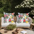 Ulticool - Buitenkussens - Klassiek Boeket Bloemen Wit - Sierkussens Buiten Waterbestendig - Set van 2 Kussens 45 x 45 cm Vierkant 