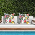 Ulticool - Buitenkussens - Klassiek Boeket Bloemen Wit - Sierkussens Buiten Waterbestendig - Set van 2 Kussens 45 x 45 cm Vierkant 