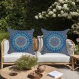 Ulticool - Buitenkussen Hoes - Mandala Blauw - Sierkussens Buiten Waterbestendig - Set van 2 Kussens 45 x 45 cm Vierkant 