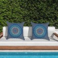 Ulticool - Buitenkussen Hoes - Mandala Blauw - Sierkussens Buiten Waterbestendig - Set van 2 Kussens 45 x 45 cm Vierkant 