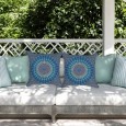 Ulticool - Buitenkussen Hoes - Mandala Blauw - Sierkussens Buiten Waterbestendig - Set van 2 Kussens 45 x 45 cm Vierkant 