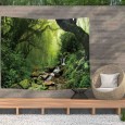Ulticool - Regenwoud Natuur Eco Planten Waterval Poster - 200x150 cm - Groot wandtapijt -  Tuinposter Tapestry 