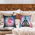 Ulticool  - Kussenhoes - Chakra Healing Aura Spiritualiteit Mandala - Set van 2 stuks - Sierkussens 45x45 cm - Sierkussenhoes Accessoires - Kussentjes Bank voor Decoratie Woonkamer Slaapkamer Jeugdkamer Kinderkamer Babykamer - Wit Paars Blauw