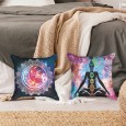 Ulticool  - Kussenhoes - Chakra Healing Aura Spiritualiteit Mandala - Set van 2 stuks - Sierkussens 45x45 cm - Sierkussenhoes Accessoires - Kussentjes Bank voor Decoratie Woonkamer Slaapkamer Jeugdkamer Kinderkamer Babykamer - Wit Paars Blauw