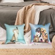 Ulticool  - Kussenhoes - Hond Dieren Honden Kat Poes - Set van 2 stuks - Sierkussens 45x45 cm - Sierkussenhoes Accessoires - Kussentjes Bank voor Decoratie Woonkamer Slaapkamer Jeugdkamer Kinderkamer Babykamer - Blauw Wit