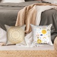 Ulticool  - Kussenhoes - Regenboog Dieren Kinderkamer Mandala Bohemian Hippie - Set van 2 stuks - Sierkussens 45x45 cm - Sierkussenhoes Accessoires - Kussentjes Bank voor Decoratie Woonkamer Slaapkamer Jeugdkamer Kinderkamer Babykamer - Beige Goud