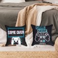 Ulticool  - Kussenhoes - Game On Off Controller Monitor Gaming - Set van 2 stuks - Sierkussens 45x45 cm - Sierkussenhoes Accessoires - Kussentjes Bank voor Decoratie Woonkamer Slaapkamer Jeugdkamer Kinderkamer Babykamer - Zwart Blauw Turquoise