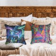 Ulticool  - Kussenhoes - Paddenstoel Mushroom Psychedelisch Trippie Paddo Cannabis Wiet - Set van 2 stuks - Sierkussens 45x45 cm - Sierkussenhoes Accessoires - Kussentjes Bank voor Decoratie Woonkamer Slaapkamer - Neon Blauw Zwart