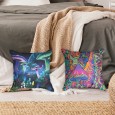 Ulticool  - Kussenhoes - Paddenstoel Mushroom Psychedelisch Trippie Paddo Cannabis Wiet - Set van 2 stuks - Sierkussens 45x45 cm - Sierkussenhoes Accessoires - Kussentjes Bank voor Decoratie Woonkamer Slaapkamer - Neon Blauw Zwart