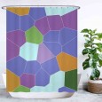 Ulticool Douchegordijn - Pentagon Hexagon Aesthetic - Vormen en Kleuren  - 180 x 200 cm - met 12 ringen - Lila Paars Oker Groen 