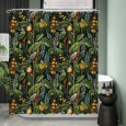 Ulticool Douchegordijn - Blauwe Druif Vogel Kikker - 180 x 200 cm - met 12 ringen - Groen Blauw Geel 
