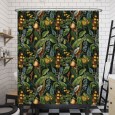 Ulticool Douchegordijn - Blauwe Druif Vogel Kikker - 180 x 200 cm - met 12 ringen - Groen Blauw Geel 