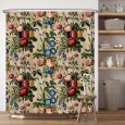Ulticool Douchegordijn - Klassiek Boeket Bloemen Rozen Beige Wit - 180 x 200 cm - met 12 ringen 