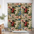 Ulticool Douchegordijn - Klassiek Boeket Bloemen Rozen Beige Wit - 180 x 200 cm - met 12 ringen 