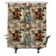 Ulticool Douchegordijn - Klassiek Boeket Bloemen Rozen Beige Wit - 180 x 200 cm - met 12 ringen 
