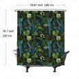 Ulticool Douchegordijn -  Grote Bladeren Witte Bloemen - Groen Blauw - 180 x 200 cm - met 12 ringen