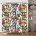 Ulticool Douchegordijn - Tulp Roos Grote Bloemen - Rood Geel Blauw Groen  - 180 x 200 cm - met 12 ringen 