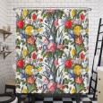Ulticool Douchegordijn - Tulp Roos Grote Bloemen - Rood Geel Blauw Groen  - 180 x 200 cm - met 12 ringen 