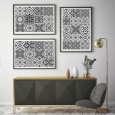 Ulticool Decoratie Sticker Tegels - Zwart Wit Patroon Marokkaans   - 15x15 cm - 15 stuks Plakfolie Tegelstickers - Plaktegels Zelfklevend - Sticktiles - Badkamer - Keuken 