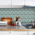 Ulticool Decoratie Sticker Tegels - Geometrische Wanddecoratie Figuren Groen Grijs - 15x15 cm - 15 stuks Plakfolie Tegelstickers - Plaktegels Zelfklevend - Sticktiles - Badkamer - Keuken 